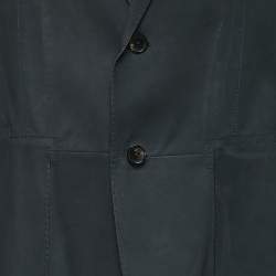 مملوكة مسبقًا Ermenegildo Zegna Navy Blue Leather Single Breasted Blazer XL