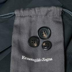 مملوكة مسبقًا Ermenegildo Zegna Navy Blue Leather Single Breasted Blazer XL