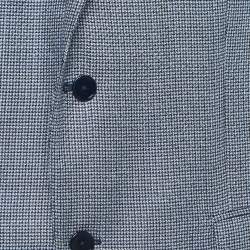 Pre Owned Ermenegildo Zegna Blue Patterned Silk Blend Single Breasted Blazer XXXL