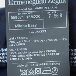 Pre Owned Ermenegildo Zegna Blue Patterned Silk Blend Single Breasted Blazer XXXL