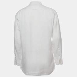 Pre Owned Ermenegildo Zegna White Linen Button Front Full Sleeve Shirt XL