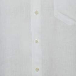Pre Owned Ermenegildo Zegna White Linen Button Front Full Sleeve Shirt XL