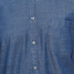 Ermenegildo Zegna Dark Blue Cotton Button Front Full Sleeve Shirt L