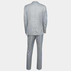Ermenegildo Zegna Grey Checked Wool Blend Single Breasted Suit L