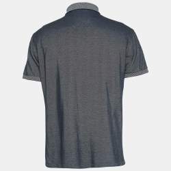 Pre Owned Ermenegildo Zegna Blue Logo Embroidered Cotton Jersey Polo T-Shirt M
