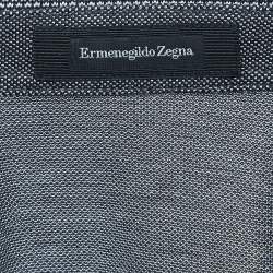 Pre Owned Ermenegildo Zegna Blue Logo Embroidered Cotton Jersey Polo T-Shirt M