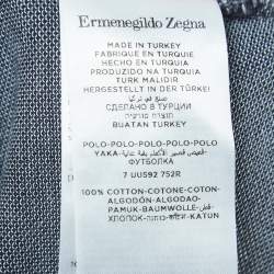Pre Owned Ermenegildo Zegna Blue Logo Embroidered Cotton Jersey Polo T-Shirt M