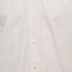 Pre Owned Ermenegildo Zegna Pink Pinstripe Cotton Long Sleeve Shirt M