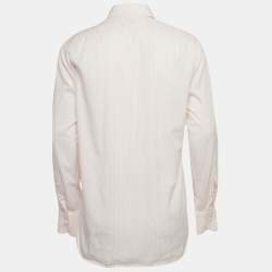 Pre Owned Ermenegildo Zegna Pink Pinstripe Cotton Long Sleeve Shirt M