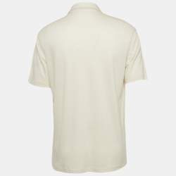 Pre Owned Ermenegildo Zegna Beige Cotton Knit Polo T-Shirt L