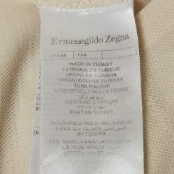 Pre Owned Ermenegildo Zegna Beige Cotton Knit Polo T-Shirt L