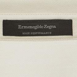 Pre Owned Ermenegildo Zegna Beige Cotton Knit Polo T-Shirt L