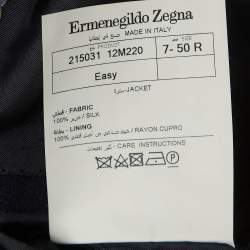 مملوكة مسبقًا Ermenegildo Zegna Navy Blue Silk Single Breasted Blazer L