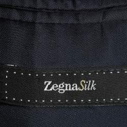 مملوكة مسبقًا Ermenegildo Zegna Navy Blue Silk Single Breasted Blazer L