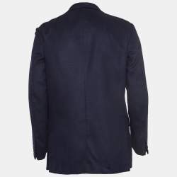 مملوكة مسبقًا Ermenegildo Zegna Navy Blue Silk Single Breasted Blazer L