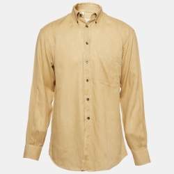Ermenegildo Zegna Yellow Linen Button Front Shirt M