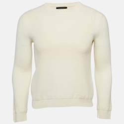 Pre Owned Ermenegildo Zegna Cream Wool and Cashmere Crew Neck Sweatshirt XL