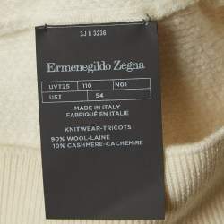 Pre Owned Ermenegildo Zegna Cream Wool and Cashmere Crew Neck Sweatshirt XL