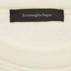 Pre Owned Ermenegildo Zegna Cream Wool and Cashmere Crew Neck Sweatshirt XL