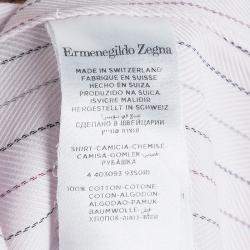 مملوكة مسبقًا قميص ايرمنيجيلدو زينيا أزرار أمامية أكمام طويلة مخطط قطن وردي XXL