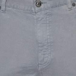 Pre Owned Zegna Grey Cotton Regular Fit City Trousers M/Waist 34"