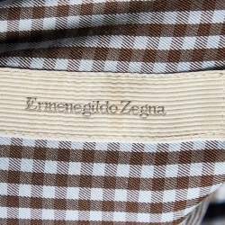 Ermenegildo Zegna Blue Micro Checked Cotton Button Down Shirt M