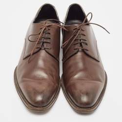 مملوكة مسبقًا Ermenegildo Zegna Brown Leather Lace Up Derby Size 41.5