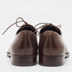 مملوكة مسبقًا Ermenegildo Zegna Brown Leather Lace Up Derby Size 41.5