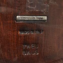 مملوكة مسبقًا Ermenegildo Zegna Brown Leather Lace Up Derby Size 41.5