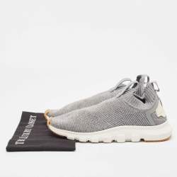 Pre Owned Ermenegildo Zegna Grey Knit Fabric Low Top Sneakers  Size 41.5