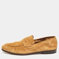 Ermenegildo Zegna Suede Penny Slip On Loafers Size 43.5
