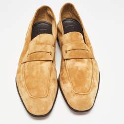 Ermenegildo Zegna Suede Penny Slip On Loafers Size 43.5
