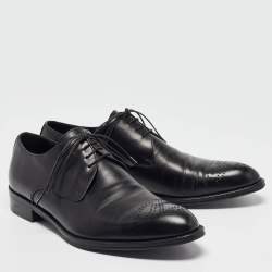 Pre Owned Ermenegildo Zegna Black Leather Lace Up Derby Size 42.5