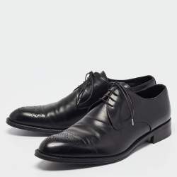 Pre Owned Ermenegildo Zegna Black Leather Lace Up Derby Size 42.5