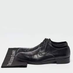 Pre Owned Ermenegildo Zegna Black Leather Lace Up Derby Size 42.5