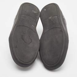 Pre Owned Ermenegildo Zegna Black Leather Triple Stitch Sneakers Size 41.5