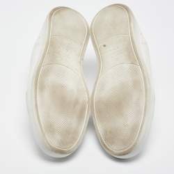 Ermenegildo Zegna Couture White Leather Triple Stitch Slip On Sneakers Size 44
