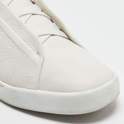 Ermenegildo Zegna Couture White Leather Triple Stitch Slip On Sneakers Size 44