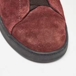 Pre Owned Ermenegildo Zegna Burgundy Suede Low Top Sneakers Size 43