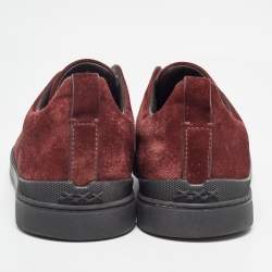 Pre Owned Ermenegildo Zegna Burgundy Suede Low Top Sneakers Size 43