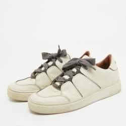 Ermenegildo Zegna White Leather Tiziano Lace Up Sneakers Size 41