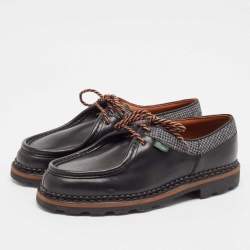 Pre Owned Ermenegildo Zegna Black Canvas and Leather Lace Up Derby Size 41