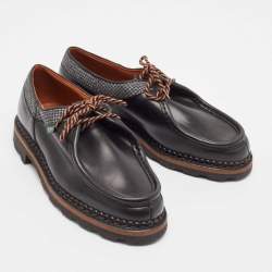 Pre Owned Ermenegildo Zegna Black Canvas and Leather Lace Up Derby Size 41