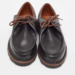 Pre Owned Ermenegildo Zegna Black Canvas and Leather Lace Up Derby Size 41