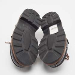 Pre Owned Ermenegildo Zegna Black Canvas and Leather Lace Up Derby Size 41