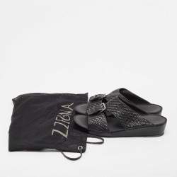 Pre Owned Ermenegildo Zegna Black Leather Flat Sandals Size 41