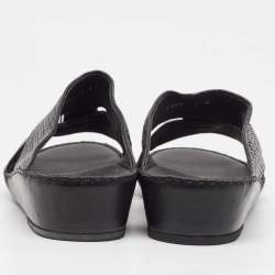 Pre Owned Ermenegildo Zegna Black Leather Flat Sandals Size 41