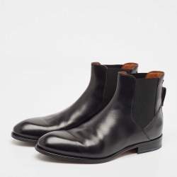 مملوكة مسبقًا Ermenegildo Zegna Black Leather Vienna Blake Chelsea Boots Size 43