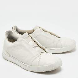 Pre Owned Ermenegildo Zegna White Leather Slip On Sneakers Size 42