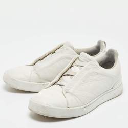 Pre Owned Ermenegildo Zegna White Leather Slip On Sneakers Size 42